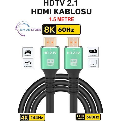 3117 HDMI 2.1 Kablo 8K Ultra Hdtv 1.5 Metre, 8k 60Hz, 4K 120Hz, 7680P Hdr 2.1V 48GBS Görüntü Kablosu