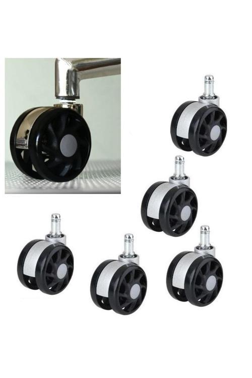 Ofis Koltuk Tekerleği Krom Görünümlü Spor Lüx Tekerlek 5Li Set Yüksek Kalite