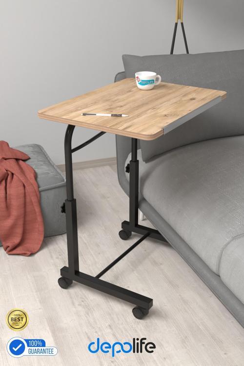 Eğim Yükseklik Ayarlı Laptop Sehpası Kahvaltı Ders Çalışma Bilgisayar Masası Metal Ayak Tekerlekli