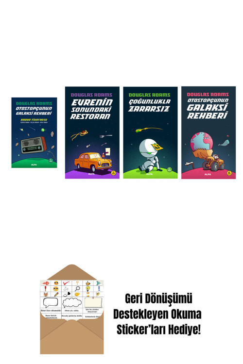 Alfa Yayıncılık Douglas Adams 4 Kitap Set + Okuma Sticker'Ları