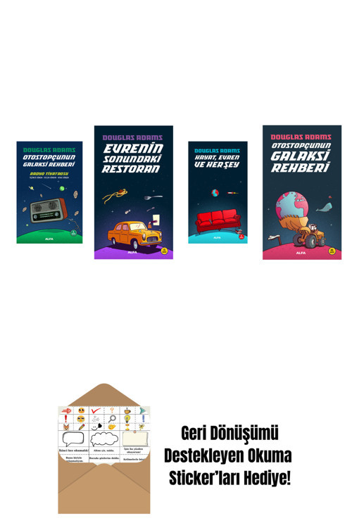 Alfa Yayıncılık Douglas Adams 4 Kitap Set + Okuma Sticker'Ları