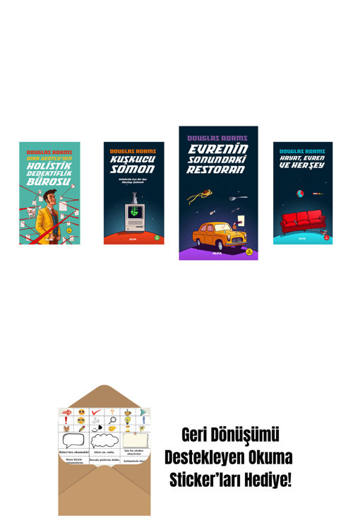 Alfa Yayıncılık Douglas Adams 4 Kitap Set + Okuma Sticker'Ları