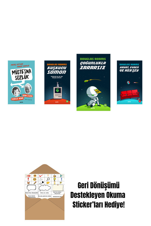 Alfa Yayıncılık Douglas Adams 4 Kitap Set + Okuma Sticker'Ları