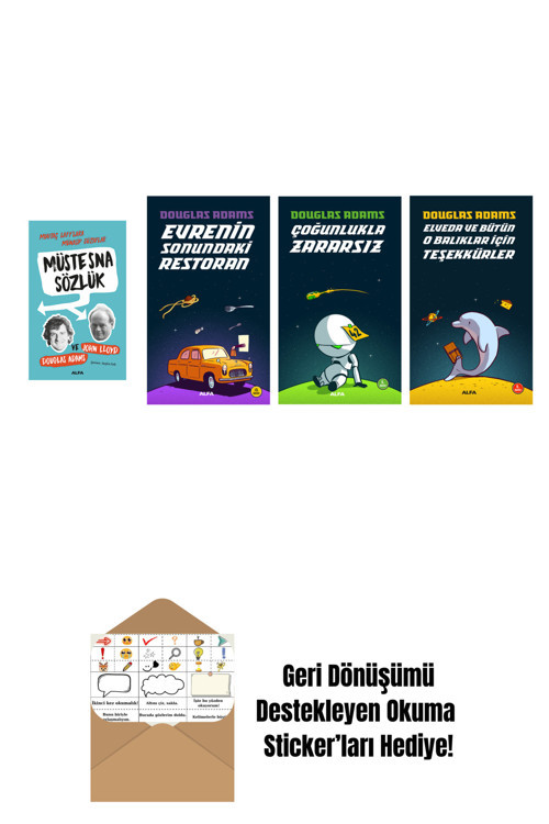 Alfa Yayıncılık Douglas Adams 4 Kitap Set + Okuma Sticker'Ları