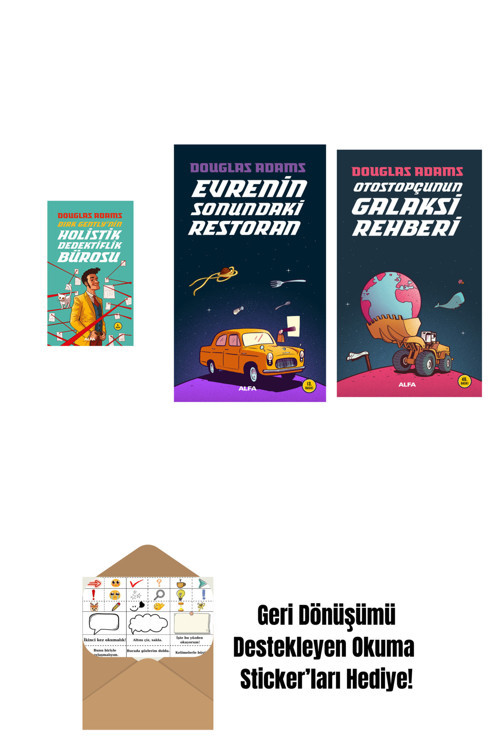 Alfa Yayıncılık Douglas Adams 3 Kitap Set + Okuma Sticker'Ları