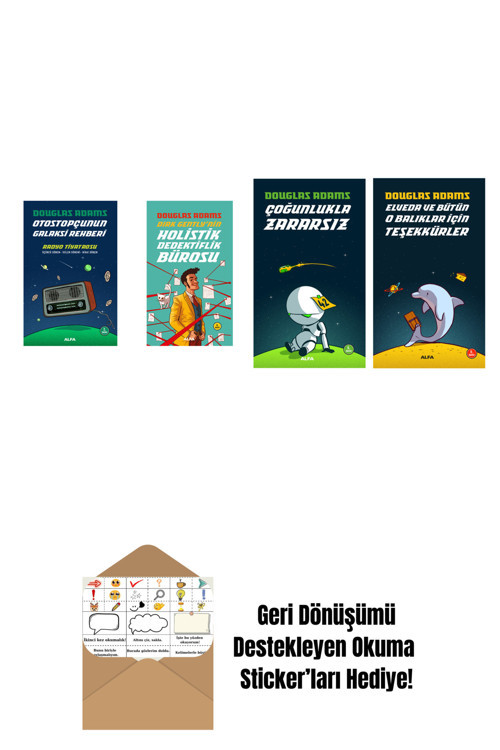 Alfa Yayıncılık Douglas Adams 4 Kitap Set + Okuma Sticker'Ları