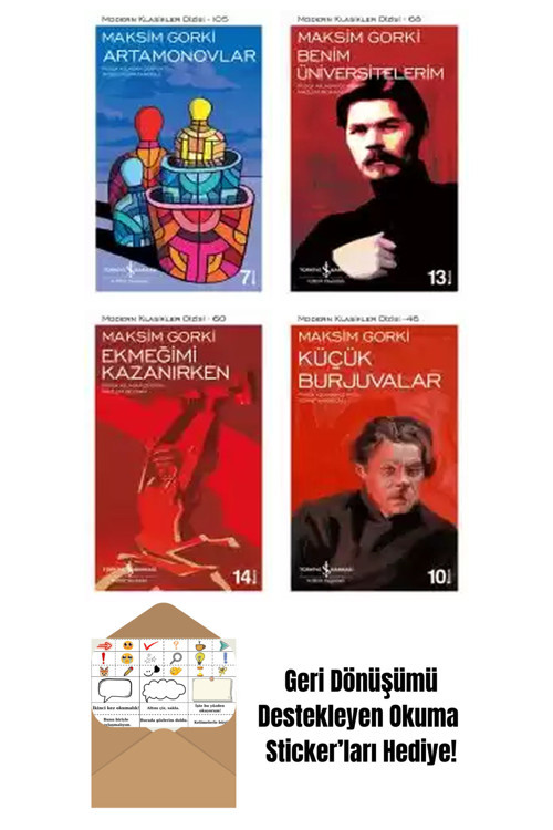 İş Bankası Kültür Yayınları Maksim Gorki 4 Kitap Seti + Okuma Sticker'Ları