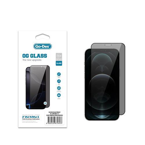 İphone 12 Pro Max Uyumlu Go Des Og Glass Privacy Antistatik Temperli Cam Ekran Koruyucu Siyah