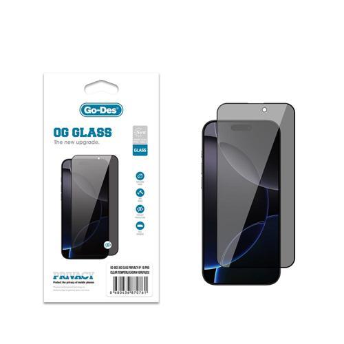 İphone 16 Pro Uyumlu Go Des Og Glass Privacy Antistatik Temperli Cam Ekran Koruyucu Siyah