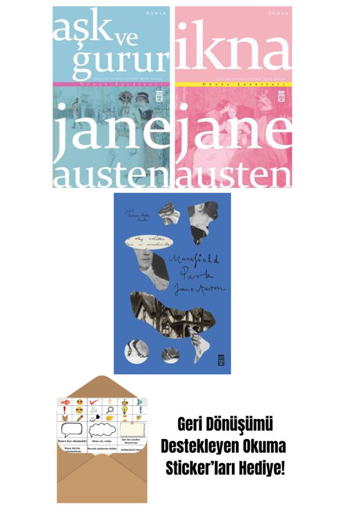 Timaş Yayınları Jane Austen 3 Kitap Seti + Okuma Sticker'Ları
