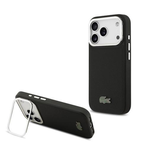İphone 17 Pro Uyumlu Kılıf Lisanslı M-Safe Şarj Özellikli Pu Standlı Metal Logolu Siyah