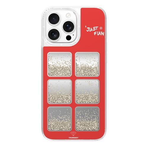 İphone 16 Pro Kılıf Aynalı Ve Boncuklu Tasarım Spirit Serisi Kapak Kırmızı