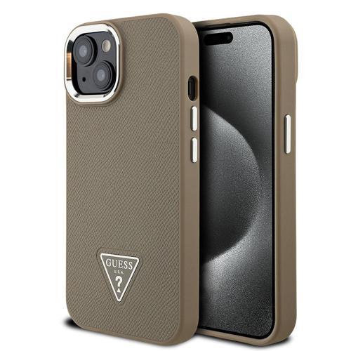 İphone 14 Kılıf Orjinal Lisanslı M-Safe Şarj Özellikli Grained Triangle Kapak Kahverengi