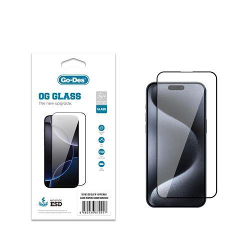 İphone 15 Pro Max Uyumlu Og Glass Antistatik Temperli Cam Ekran Koruyucu Şeffaf