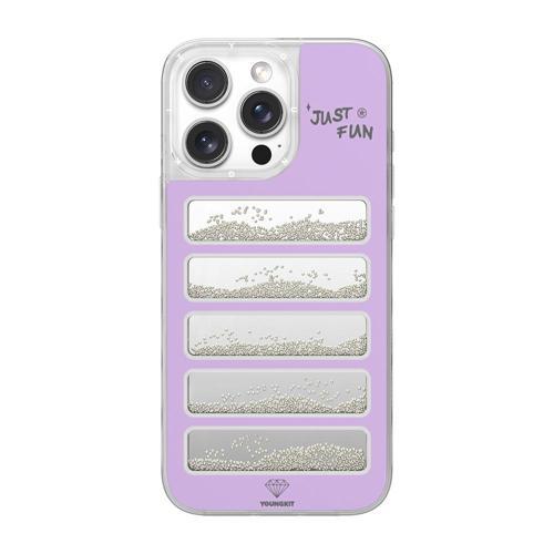 İphone 16 Pro Max Kılıf Aynalı Ve Boncuklu Tasarım Jump Serisi Kapak Mor