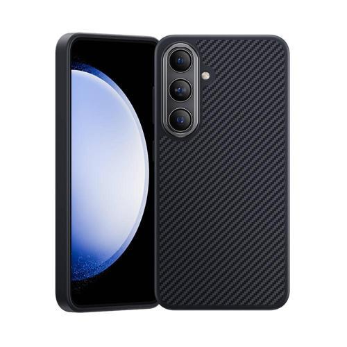 Galaxy S25 Plus Kılıf Karbon Fiber M-Safe Şarj Uyumlu Hybrid Armorpro 600D Kevlar Kapak Siyah