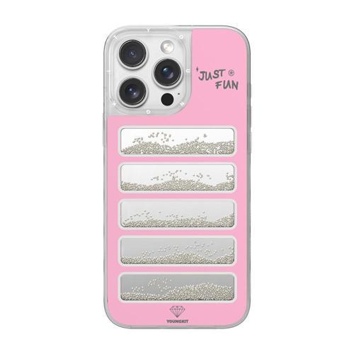 İphone 16 Pro Max Kılıf Aynalı Ve Boncuklu Tasarım Jump Serisi Kapak Pembe