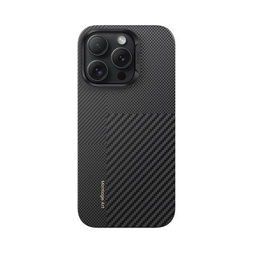 İphone 16 Pro Max Uyumlu Kılıf M-Safeli Karbon Fiber Yeni Seri Montage Armorair Kevlar Siyah