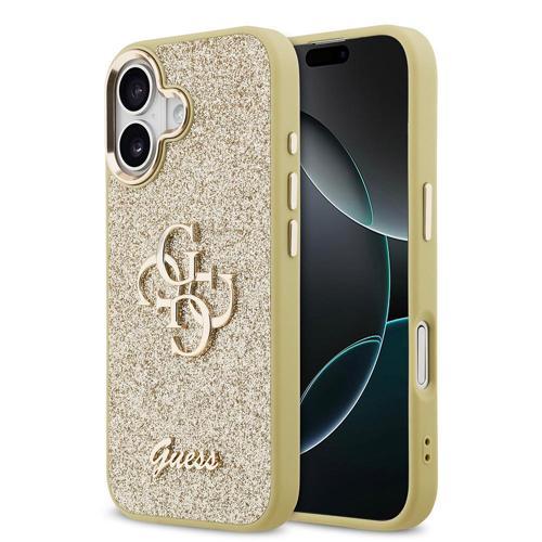 İphone 17 Uyumlu Kılıf Lisanslı 4G Büyük Metal Kamera Çerçeveli Ve Logolu Glitter Kapak Gold