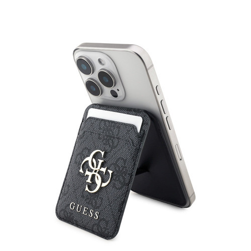 Lisanslı Pu Deri 4G Desenli Metal Büyük 4G Ve Yazı Logolu Standlı Magnetik Kartlık Siyah