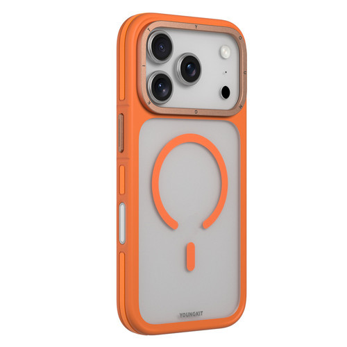 İphone 17 Pro Uyumlu Kılıf M-Safe Şarj Özellikli Rock Sand Serisi Kapak Turuncu