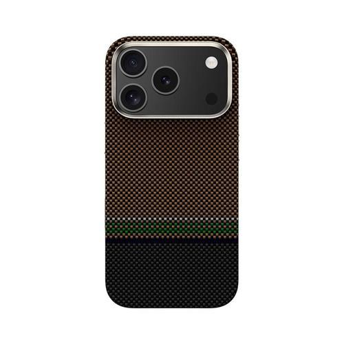 İphone 17 Pro Max Uyumlu Kılıf M-Safe Şarjlı Karbon Fiber Prestige Armorpro Kevlar Kapak Gold
