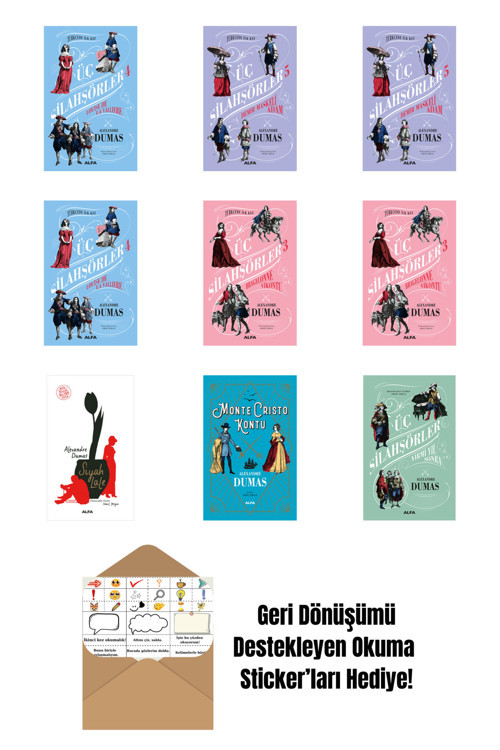 Alfa Yayıncılık Alexandre Dumas 9 Kitap Set + Okuma Sticker'Ları