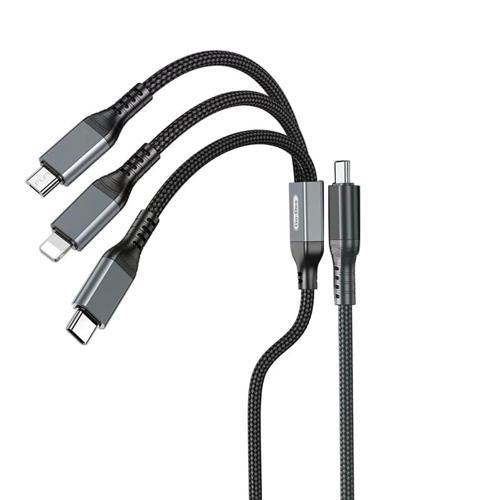 Gd-Uc617 3İn1 Type-C To Lightning/Type-C/Micro Usb Ultra Hızlı Pd Şarj Kablo 100W 1.2M Siyah