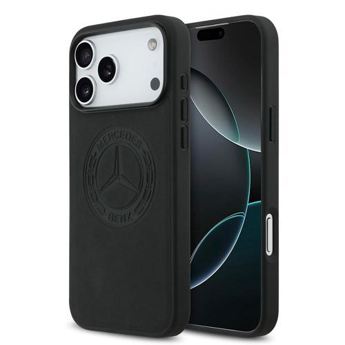 İphone 17 Pro Max Kılıf Lisanslı M-Safe Şarj Hakiki Deri Nostaljik Yıldız Dizayn Siyah