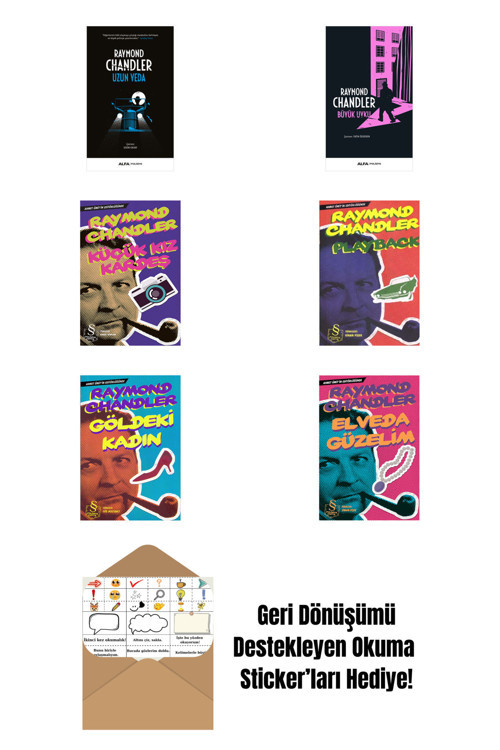 Alfa Yayıncılık Raymond Chandler 6 Kitap Set + Okuma Sticker'Ları