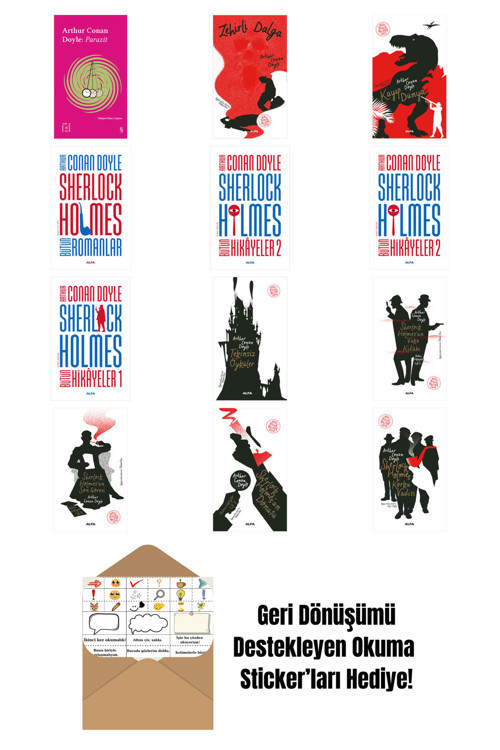 Alfa Yayıncılık Sir Arthur Conan Doyle 12 Kitap Set + Okuma Sticker'Ları