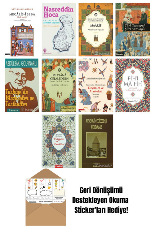 İnkılap Kitabevi Yayınevi Abdülbaki Gölpınarlı 10 Kitap Seti + Okuma Sticker'Ları