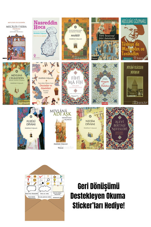 İnkılap Kitabevi Yayınevi Abdülbaki Gölpınarlı 14 Kitap Seti + Okuma Sticker'Ları