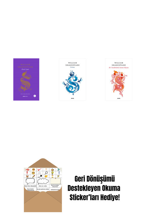 Alfa Yayıncılık Kral Lear + Venedik Taciri + Fırtına (Ciltli) + Okuma Sticker'Ları