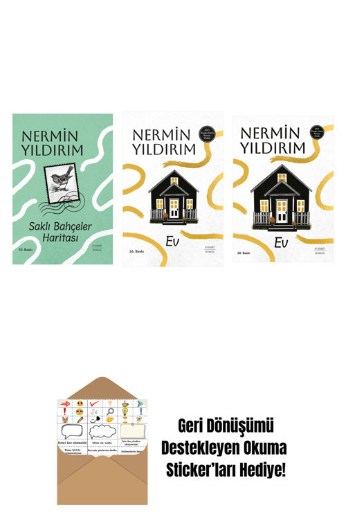 Everest Yayınları Saklı Bahçeler Haritası (Ciltli) + Ev (Ciltli) + Ev + Okuma Sticker'Ları