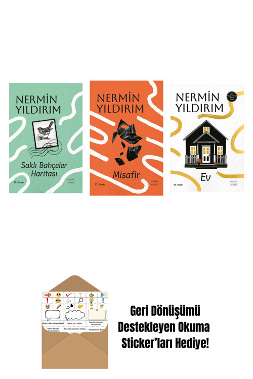 Everest Yayınları Saklı Bahçeler Haritası (Ciltli) + Misafir (Ciltli) + Ev + Okuma Sticker'Ları