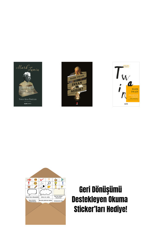 Alfa Yayıncılık Toplu Kısa Öyküler (Ciltli) + İnsan Nedir? + Esrarengiz Yabancı + Okuma Sticker'Ları