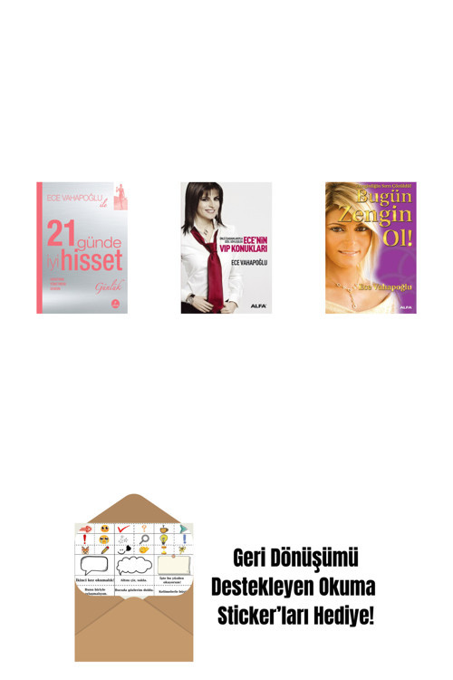 Alfa Yayıncılık 21 Günde İyi Hisset (Günlük) + Ece'Nin Vıp Konukları + Bugün Zengin Ol ! + Okuma Sticker'Ları