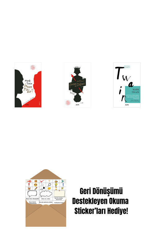 Alfa Yayıncılık İnsan Nedir? + Prens Ve Dilenci + Çifte Kavrulmuş Bir Dedektiflik Öyküsü + Okuma Sticker'Ları