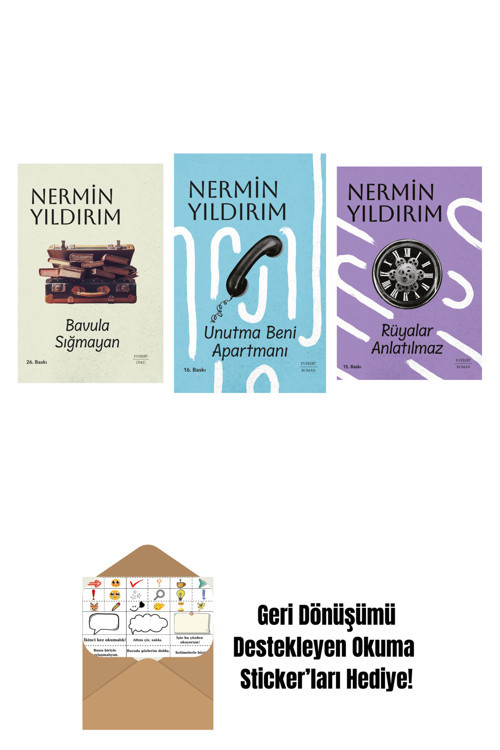 Everest Yayınları Bavula Sığmayan (Ciltli) + Unutma Beni Apartmanı (Ciltli) + Rüyalar Anlatılmaz + Okuma Sticker'Ları