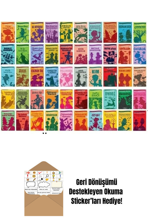 İş Bankası Kültür Yayınları İlköğretim İçin 50 Kitaplık Dünya Çocuk Klasikleri Seti + Okuma Sticker'Ları