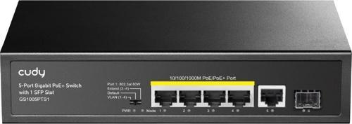 5port GS1005PTS1 1X-SFP Gigabit 4port 120W PoE Yönetilemez Switch