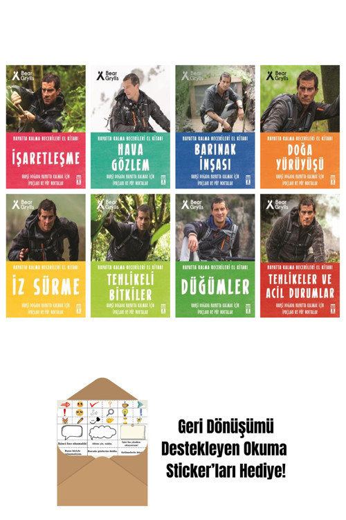 Timaş Yayınları Bear Grylls 8 Kitap Seti + Okuma Sticker'Ları
