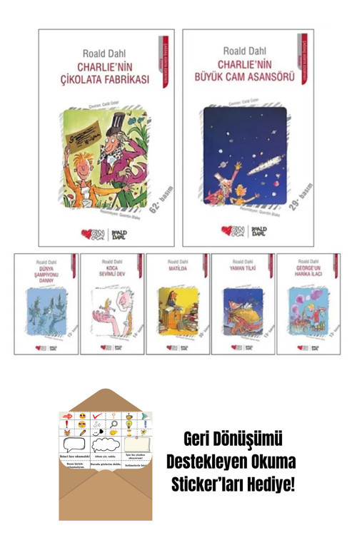 Can Yayınları Roald Dahl 7 Kitap Set + Okuma Sticker'Ları