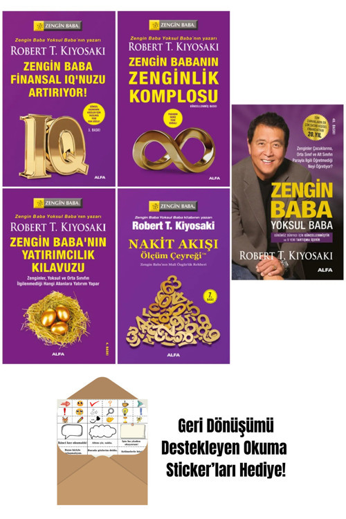 Alfa Yayıncılık Robert T. Kiyosaki 5 Kitap Set - Zengin Baba Yoksul Baba+ Okuma Sticker'Ları