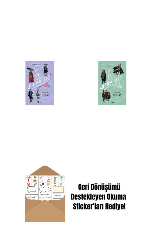 Alfa Yayıncılık Üç Silahşörler 5 - Demir Maskeli Adam + Üç Silahşörler Yirmi Yıl Sonra (Ciltli) + Okuma Sticker'Ları