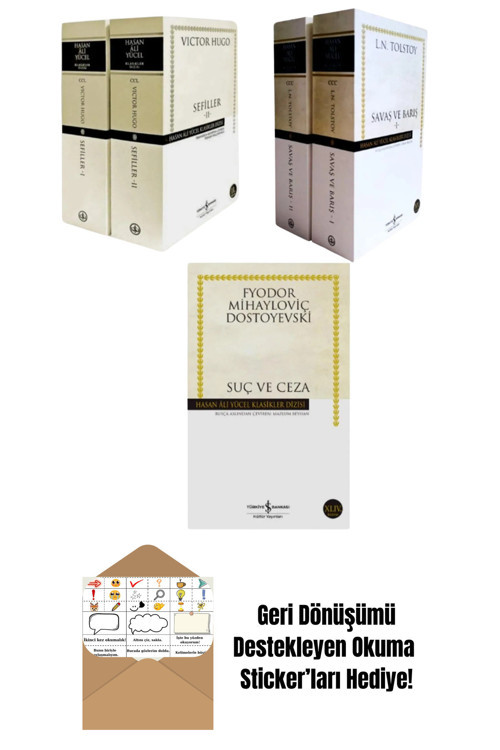 İş Bankası Kültür Yayınları Savaş Ve Barış Sefiller Suç Ve Ceza + Okuma Sticker'Ları