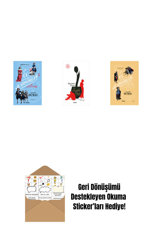 Alfa Yayıncılık Üç Silahşörler 4 - Louise De La Valliere + Siyah Lale + Üç Silahşörler (Ciltli) + Okuma Sticker'Ları