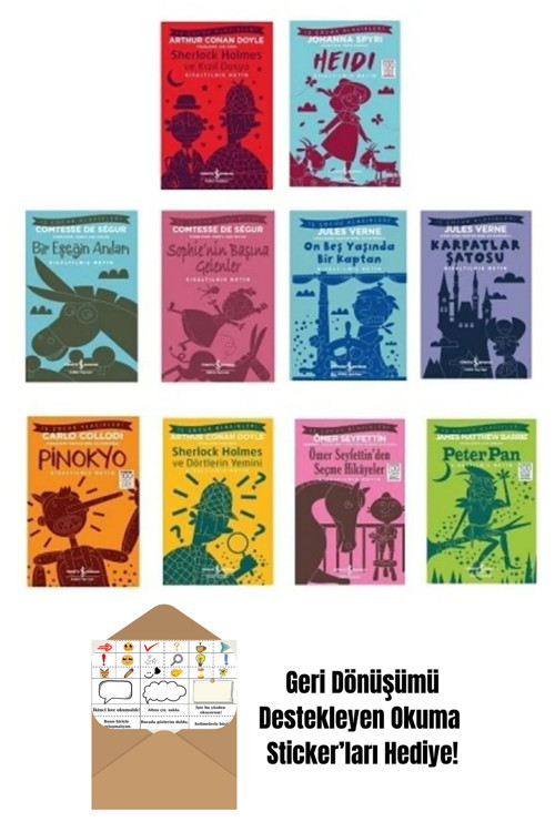 İş Bankası Kültür Yayınları Çocuk Klasikleri 10 Kitap Set + Okuma Sticker'Ları