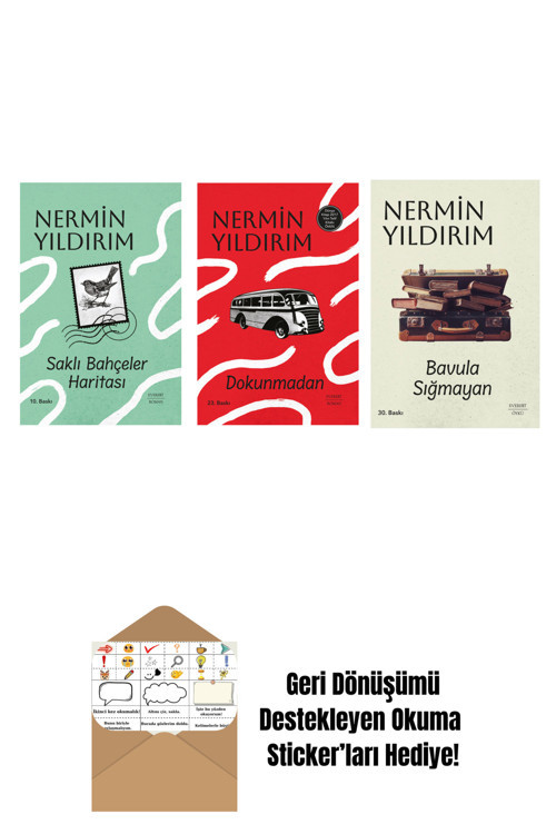 Everest Yayınları Saklı Bahçeler Haritası (Ciltli) + Dokunmadan (Ciltli) + Bavula Sığmayan + Okuma Sticker'Ları